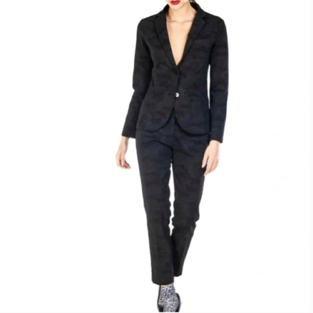 Mason’s New York Slim Stretch Trousers in Black Camo